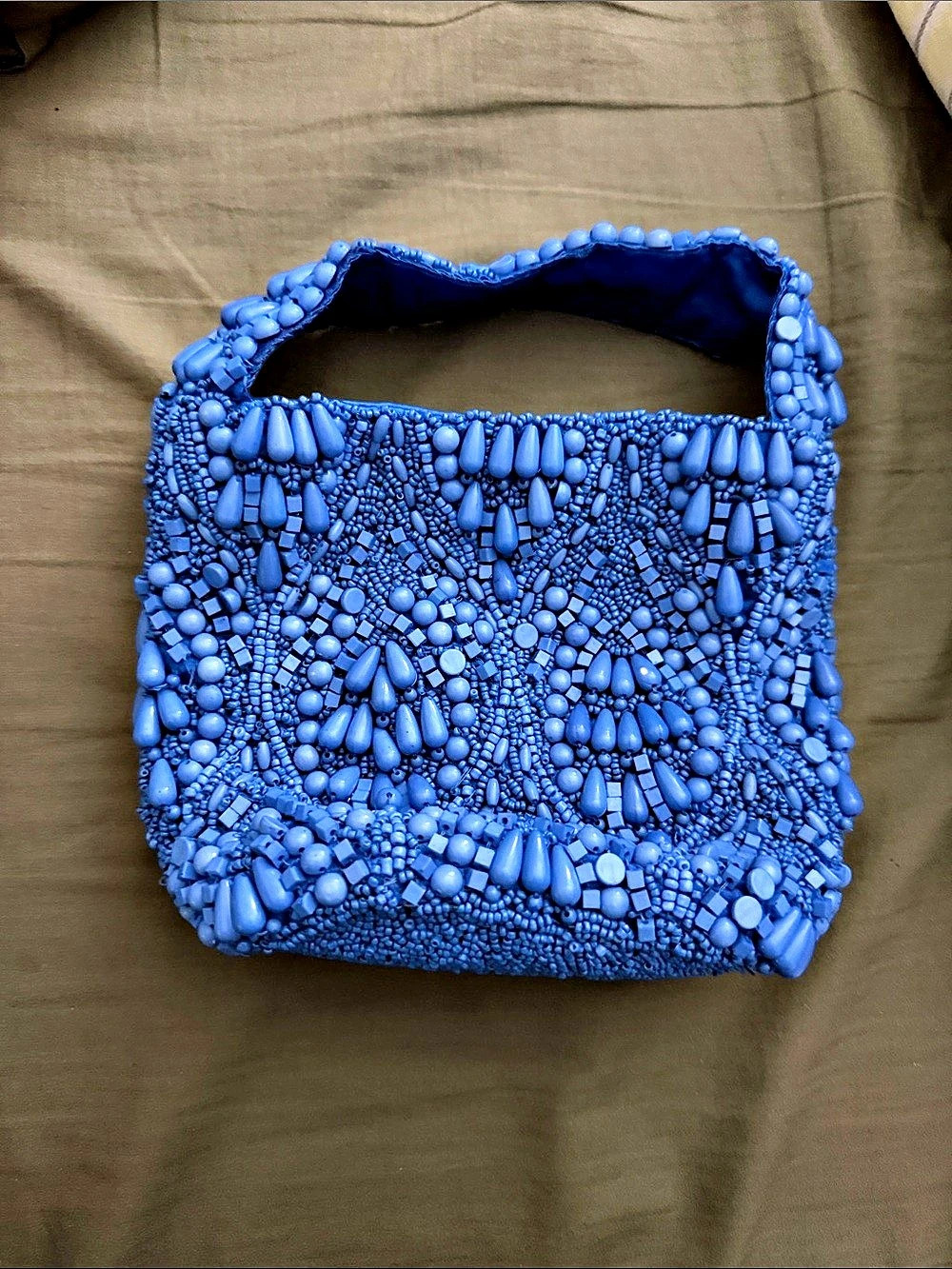 Beaded Shoulder Bag in Blue Like New